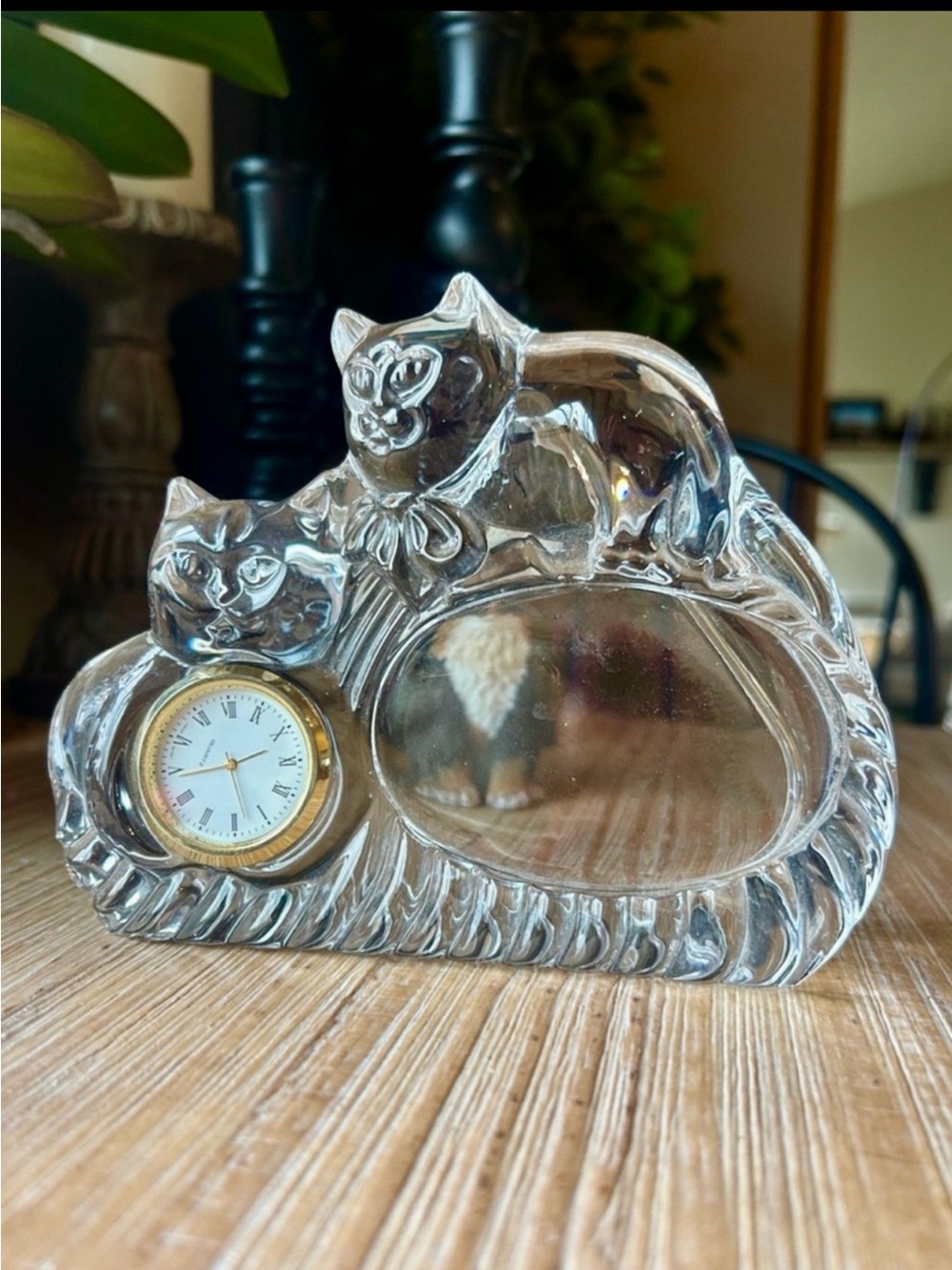 Royal Limited Vintage Thick Crystal Cat Picture Frame & Clock
